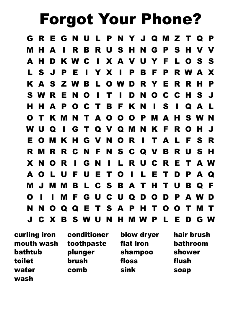 Forgot Your Phone? Word Search