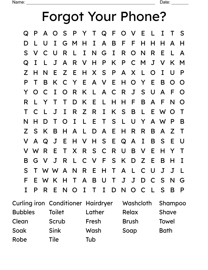 Forgot Your Phone? Word Search