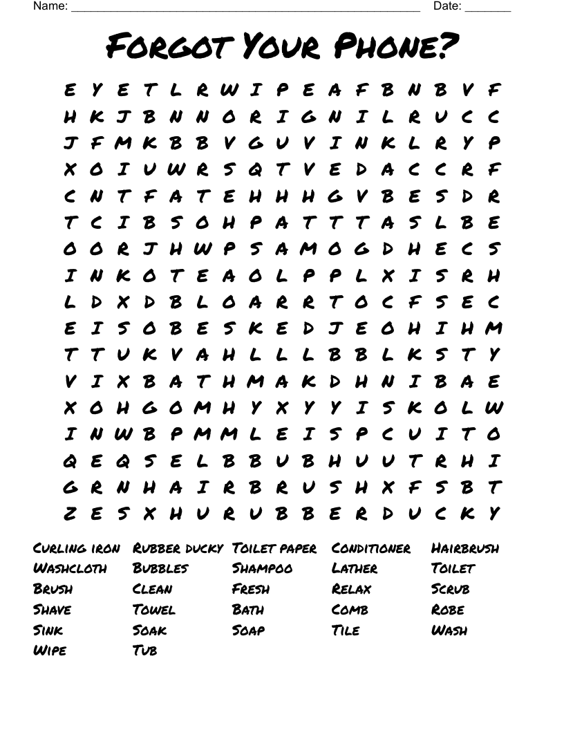 Forgot Your Phone? Word Search