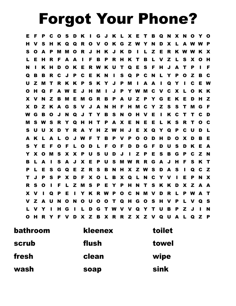Forgot Your Phone? Word Search