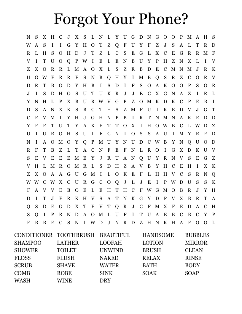 Forgot Your Phone? Word Search
