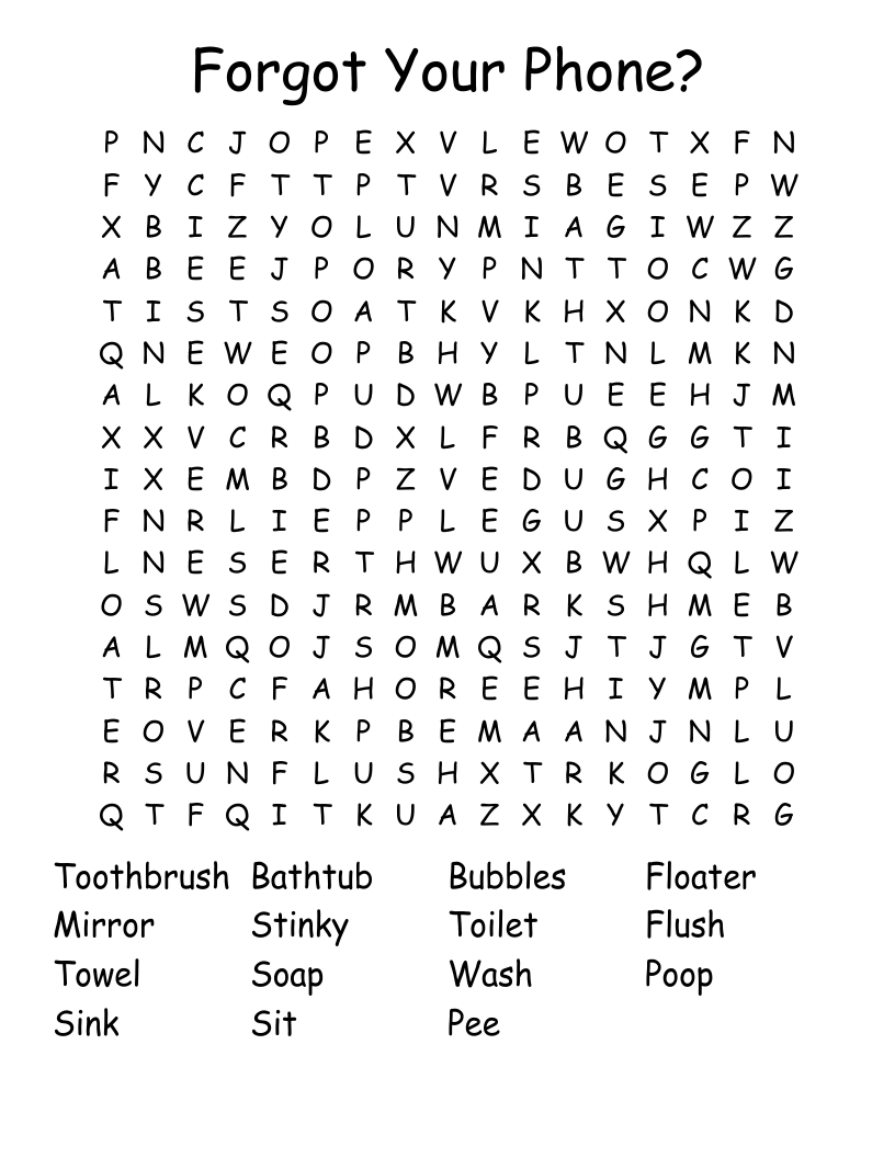 Forgot Your Phone? Word Search
