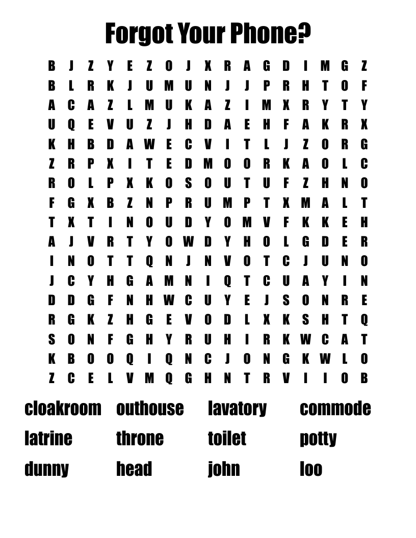 Forgot Your Phone? Word Search