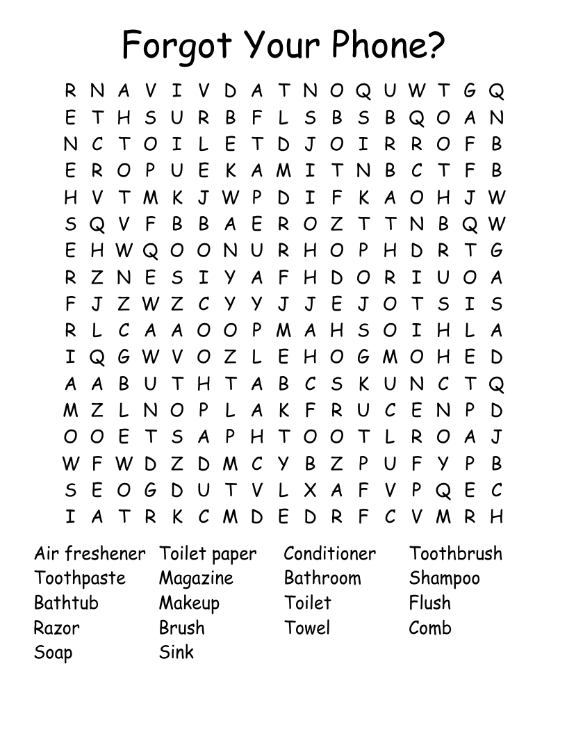 Forgot Your Phone? Word Search