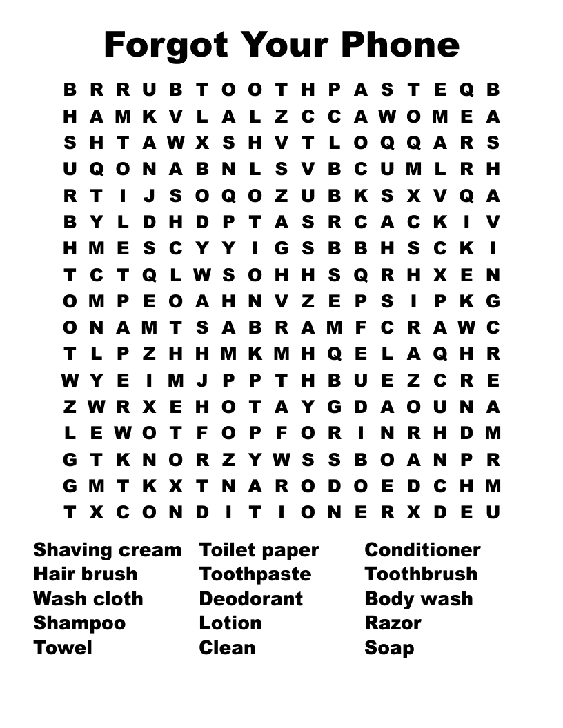 Forgot Your Phone  Word Search