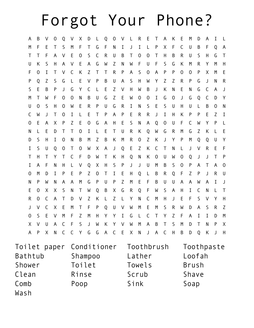 Forgot Your Phone?  Word Search
