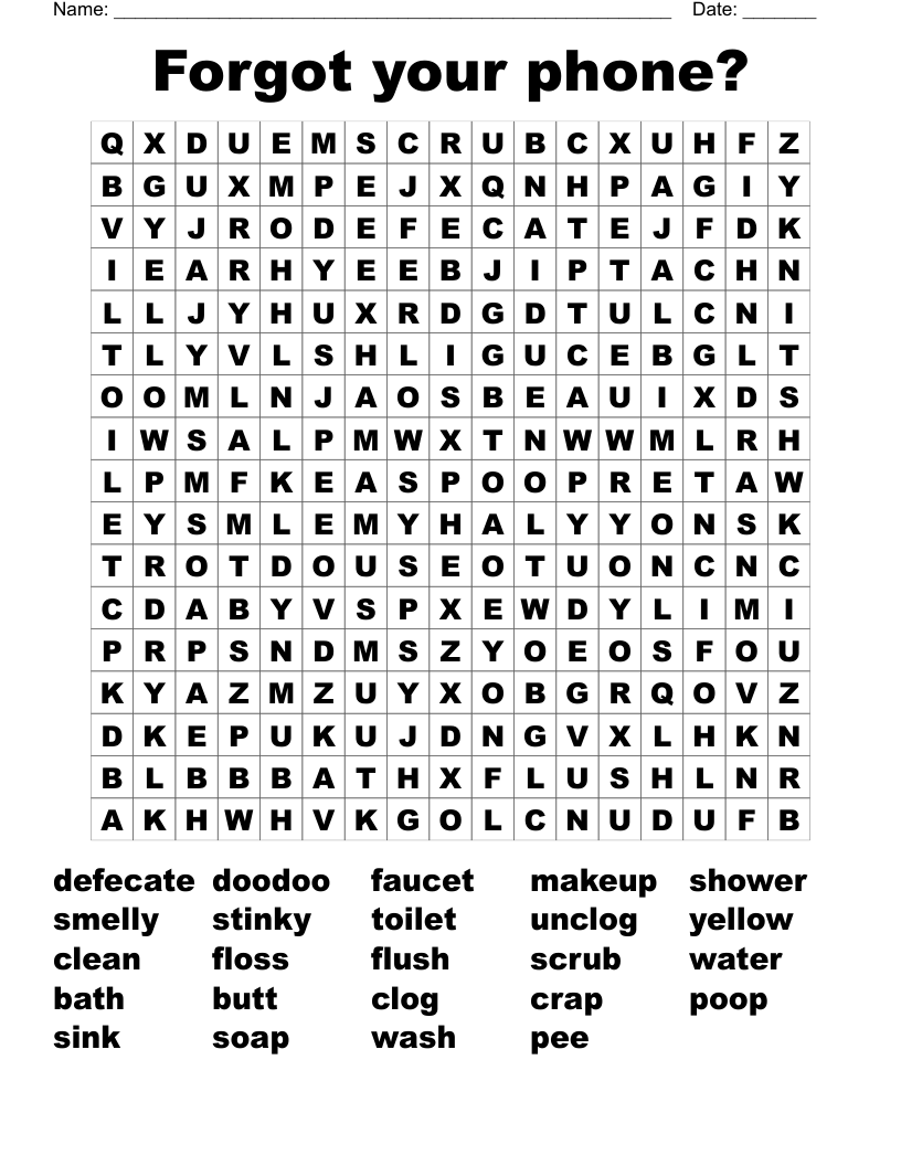 Forgot your phone? Word Search