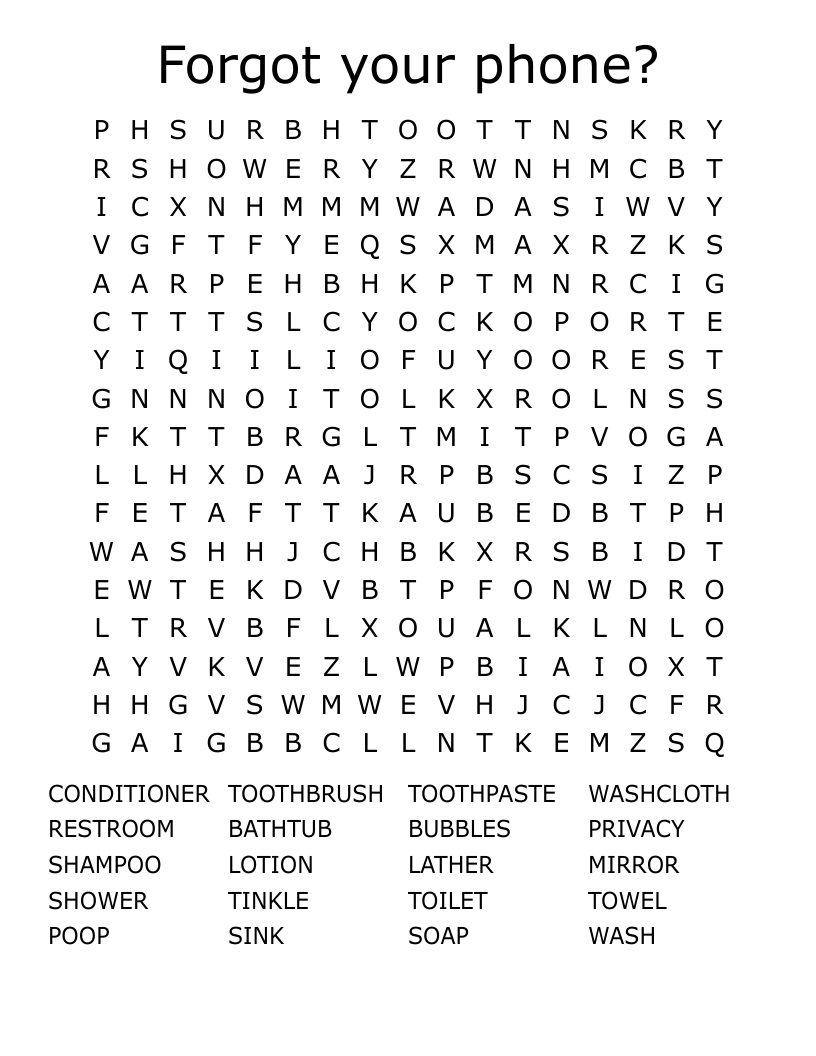 Forgot your phone? Word Search