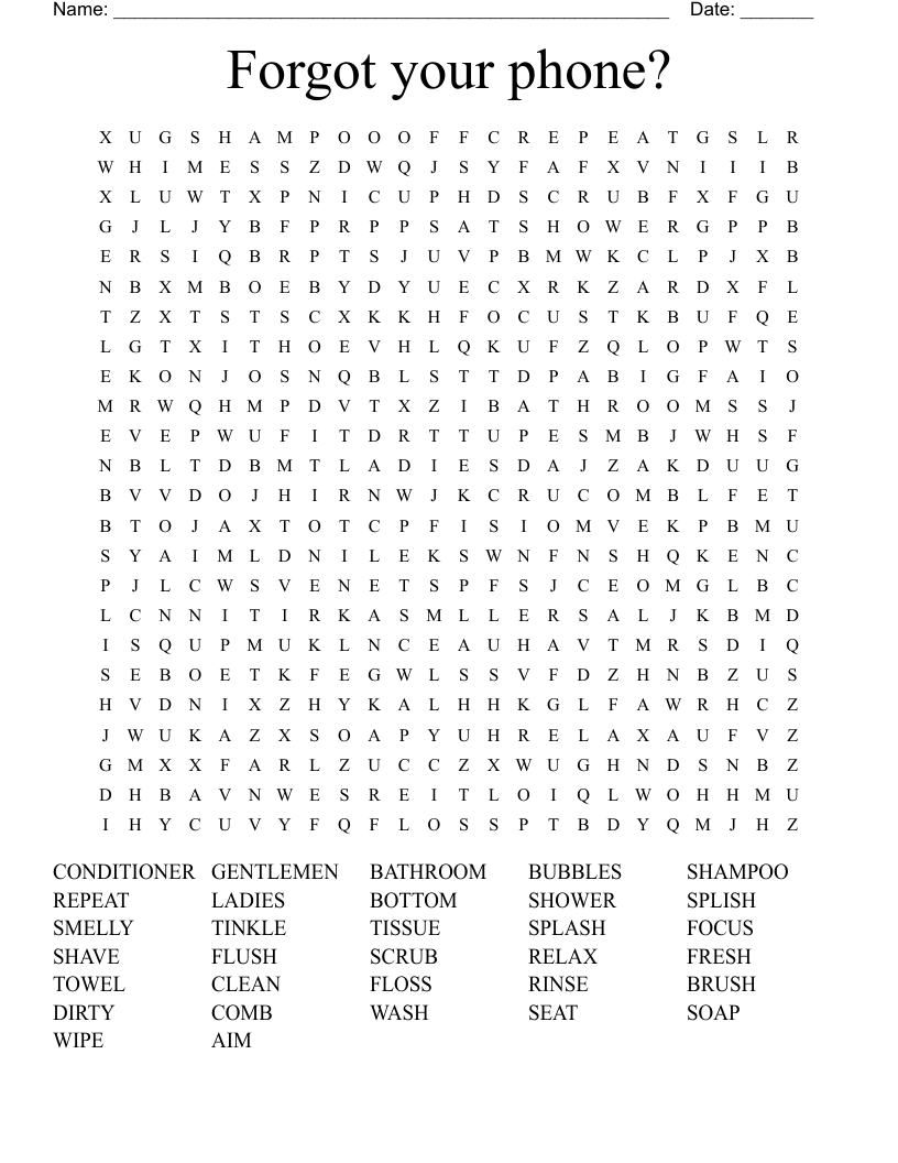 Forgot your phone? Word Search