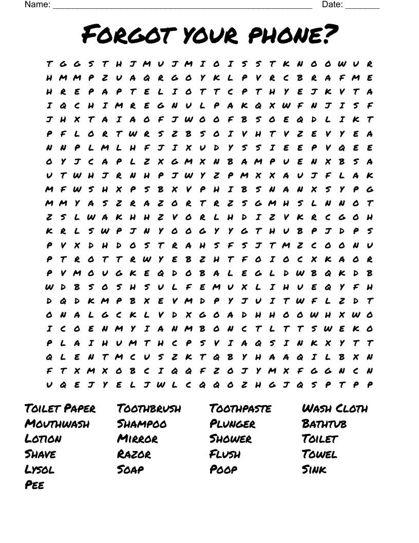 Forgot your phone? Word Search