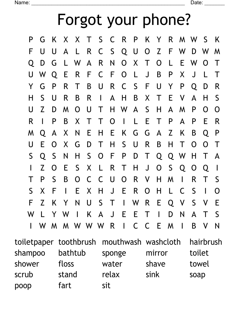 Forgot your phone? Word Search