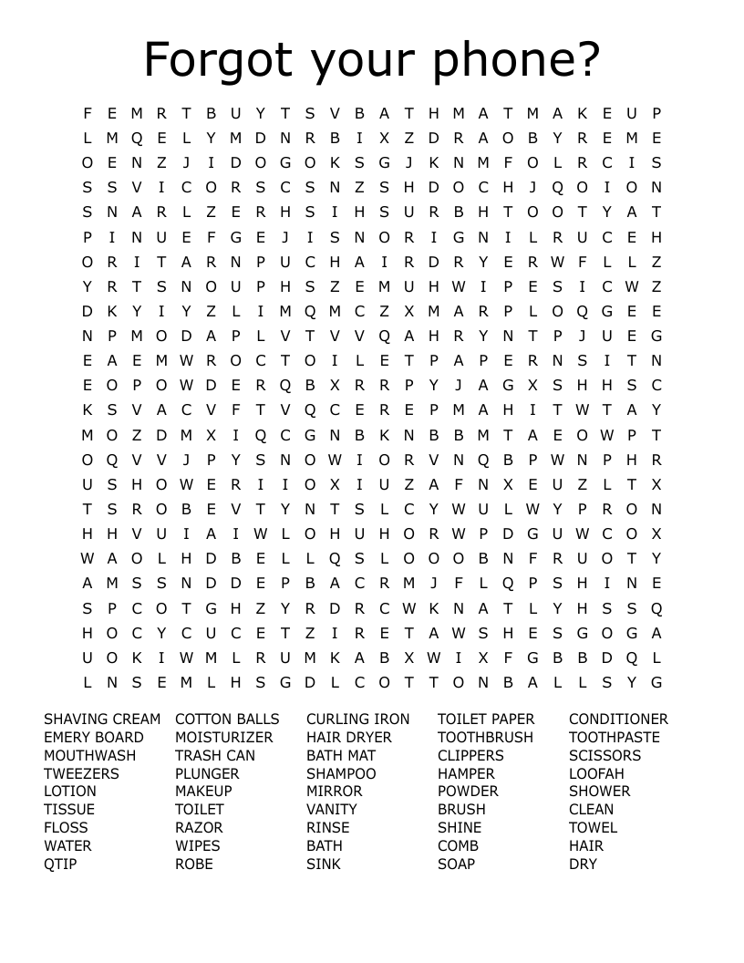Forgot your phone? Word Search
