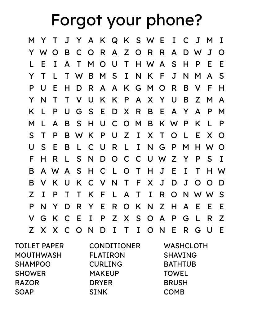 Forgot your phone? Word Search