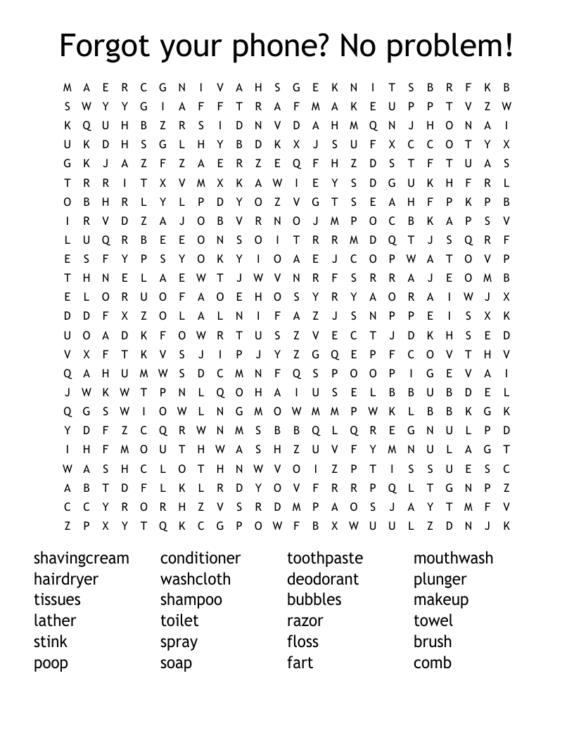Forgot your phone? No problem! Word Search