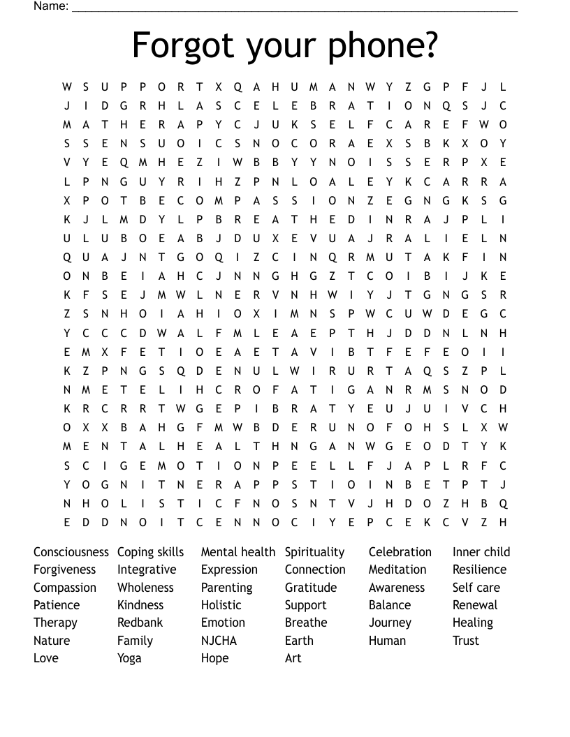 Forgot your phone?  Word Search