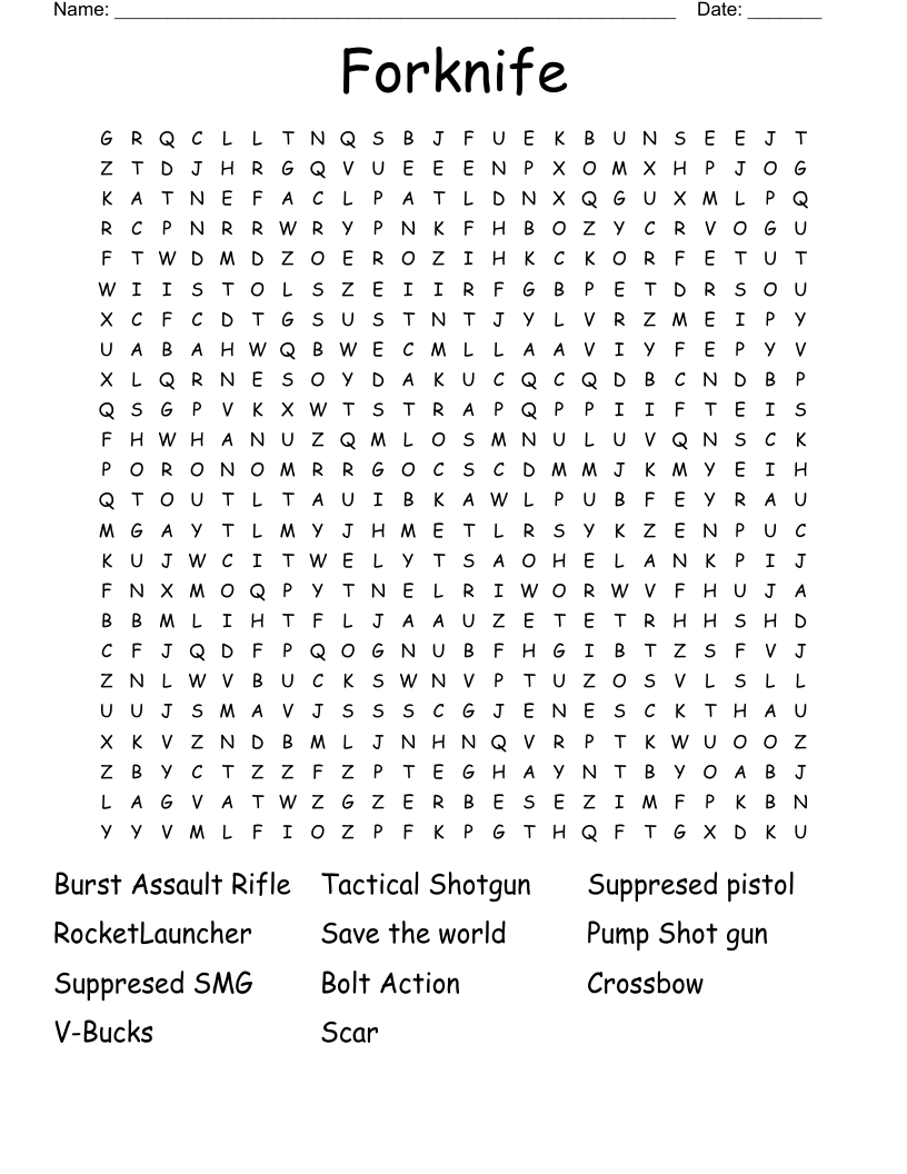 Forknife Word Search