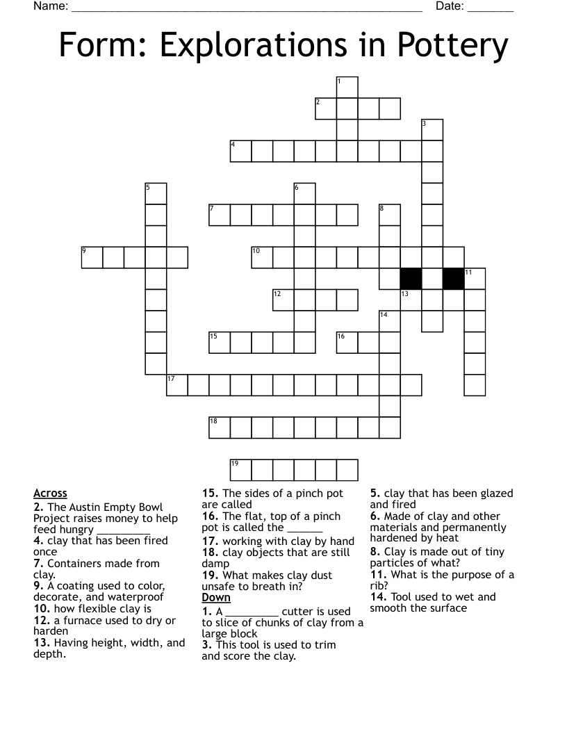 Form: Explorations in Pottery Crossword
