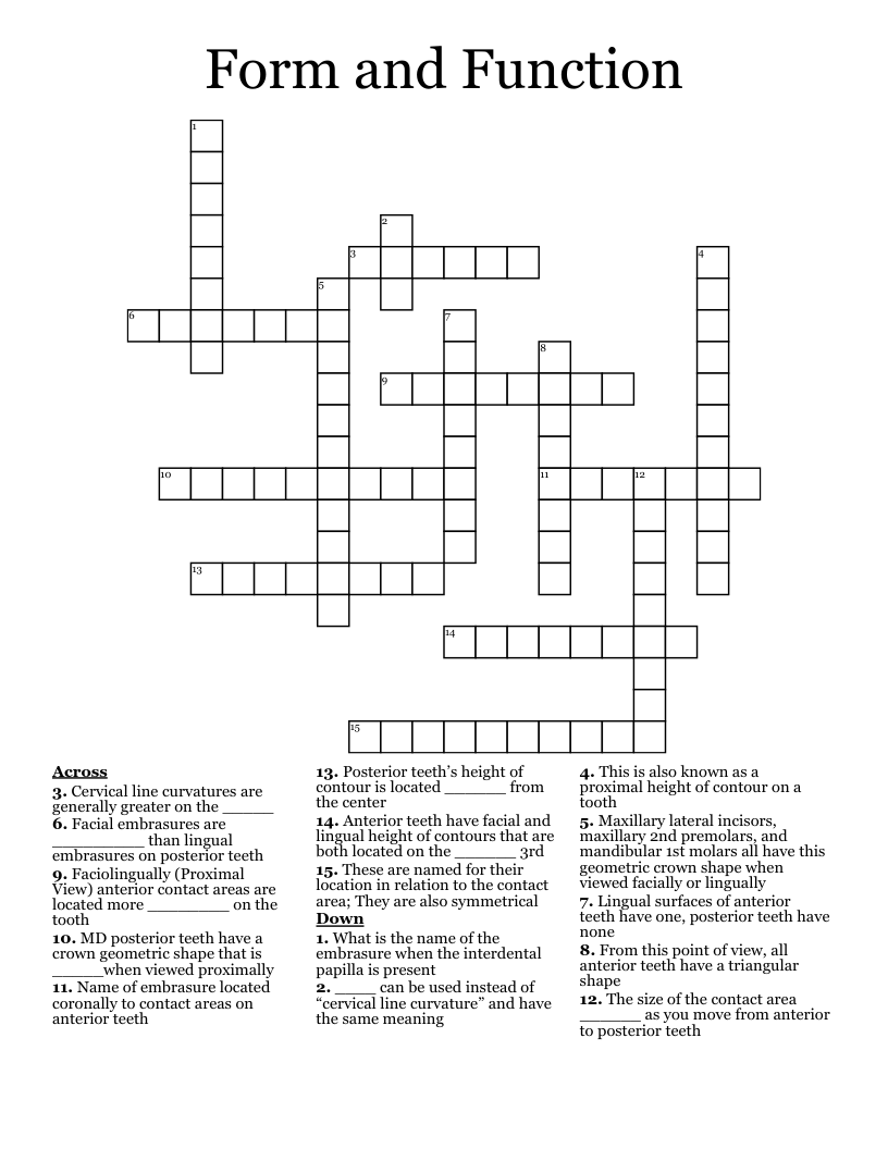 Form and Function Crossword