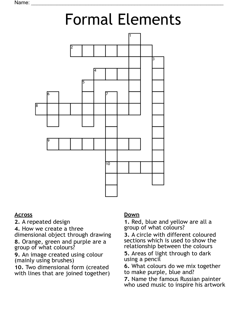 Formal Elements Crossword