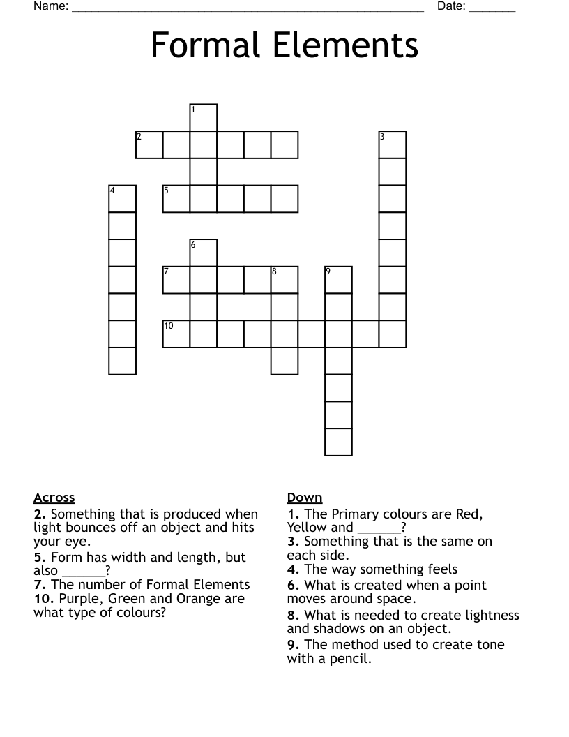 Formal Elements Crossword