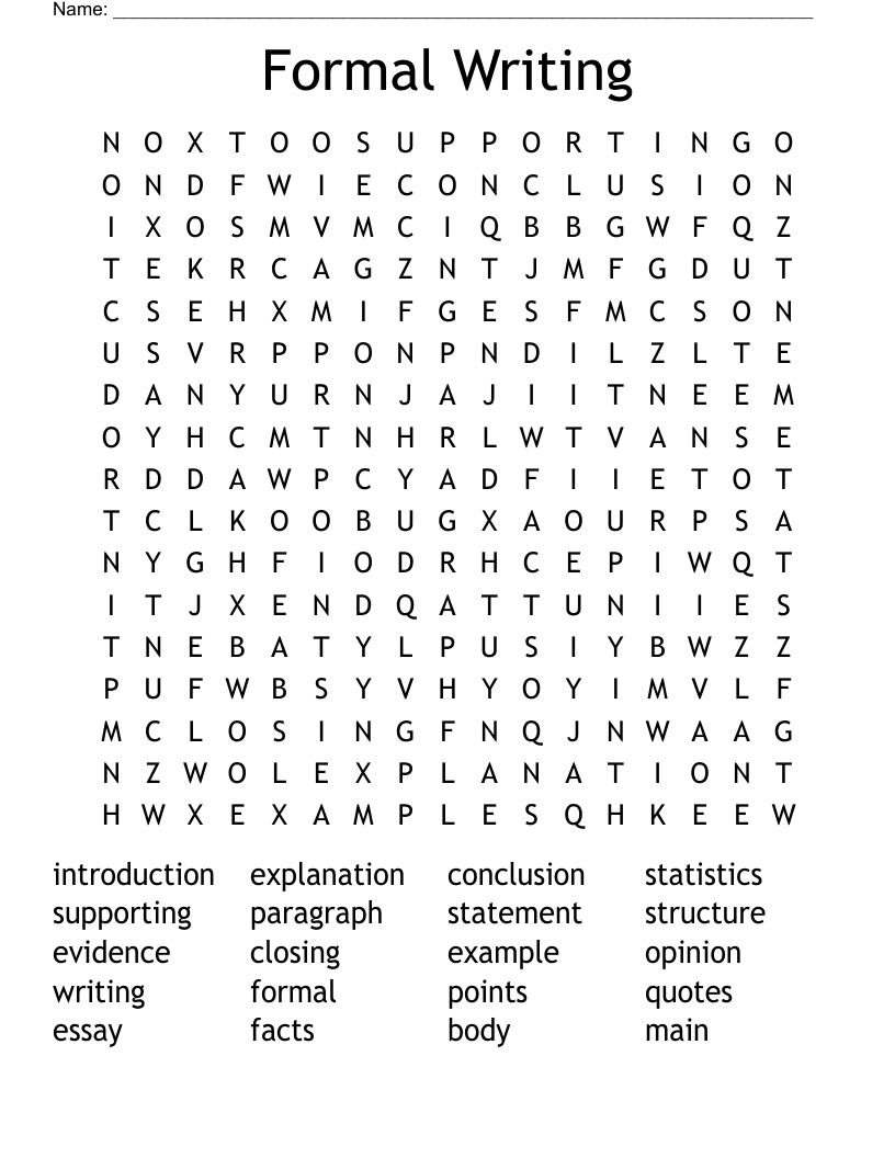 Formal Writing Word Search
