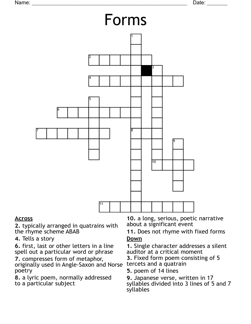 Forms Crossword