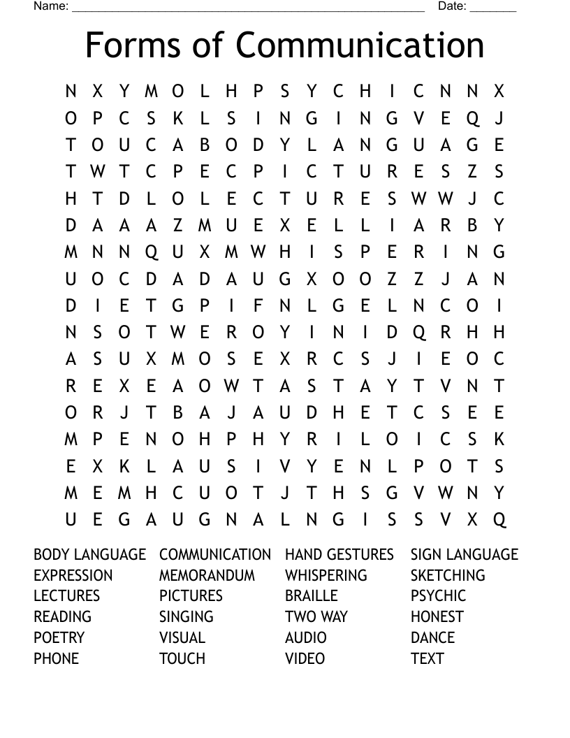 Forms of Communication  Word Search