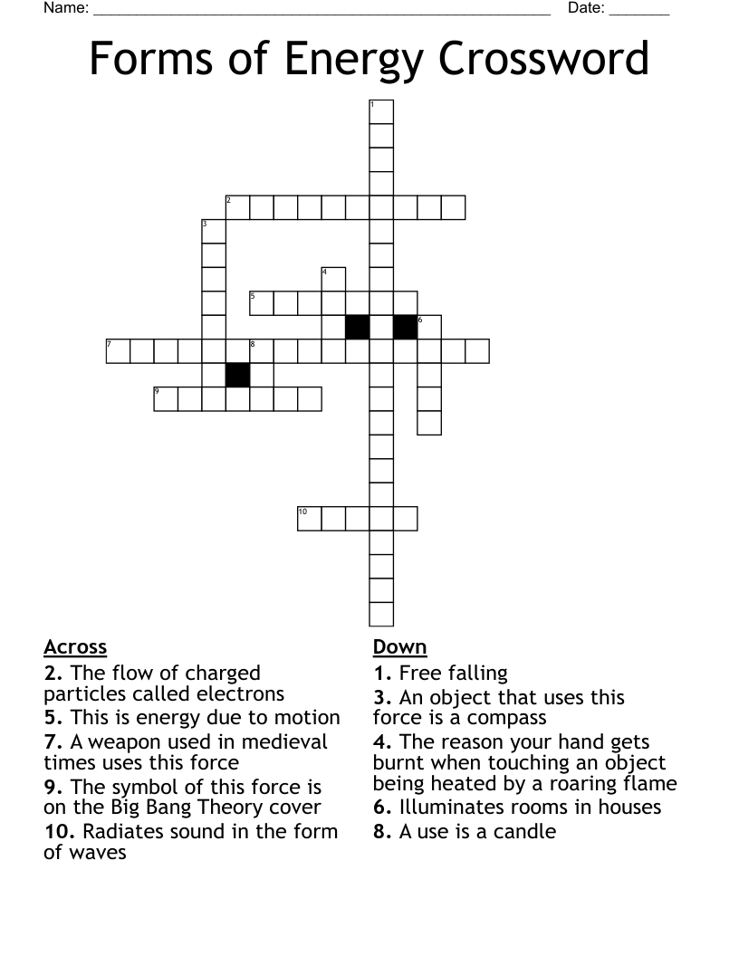 Forms of Energy Crossword