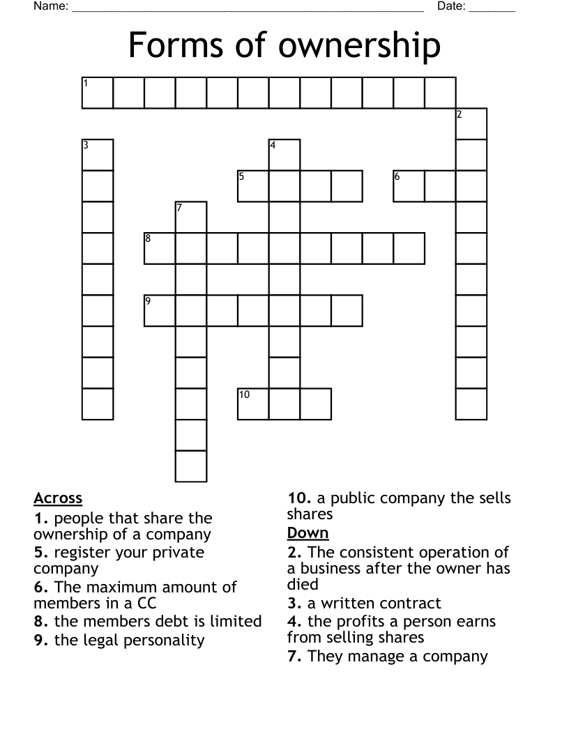Forms of ownership Crossword