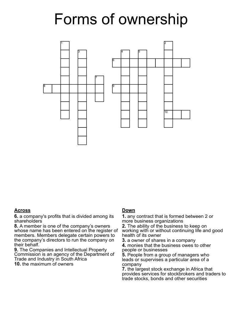Forms of ownership Crossword