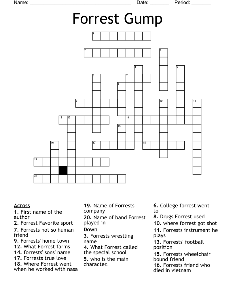 Forrest Gump Crossword