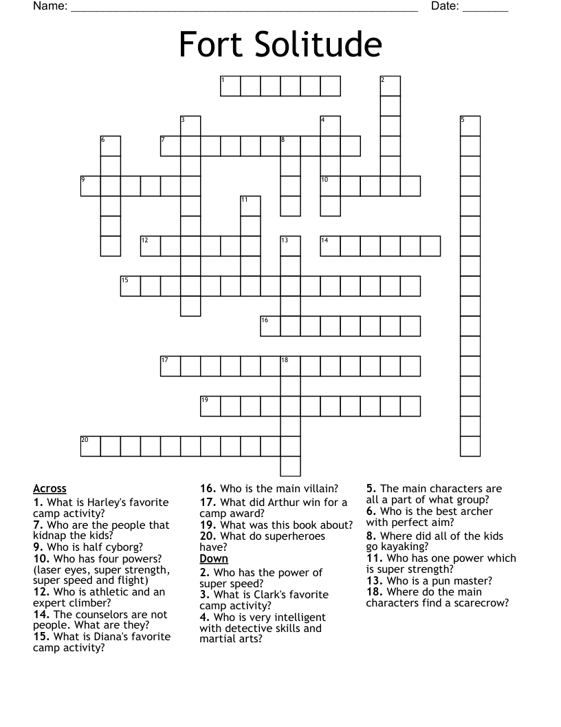 Fort Solitude Crossword
