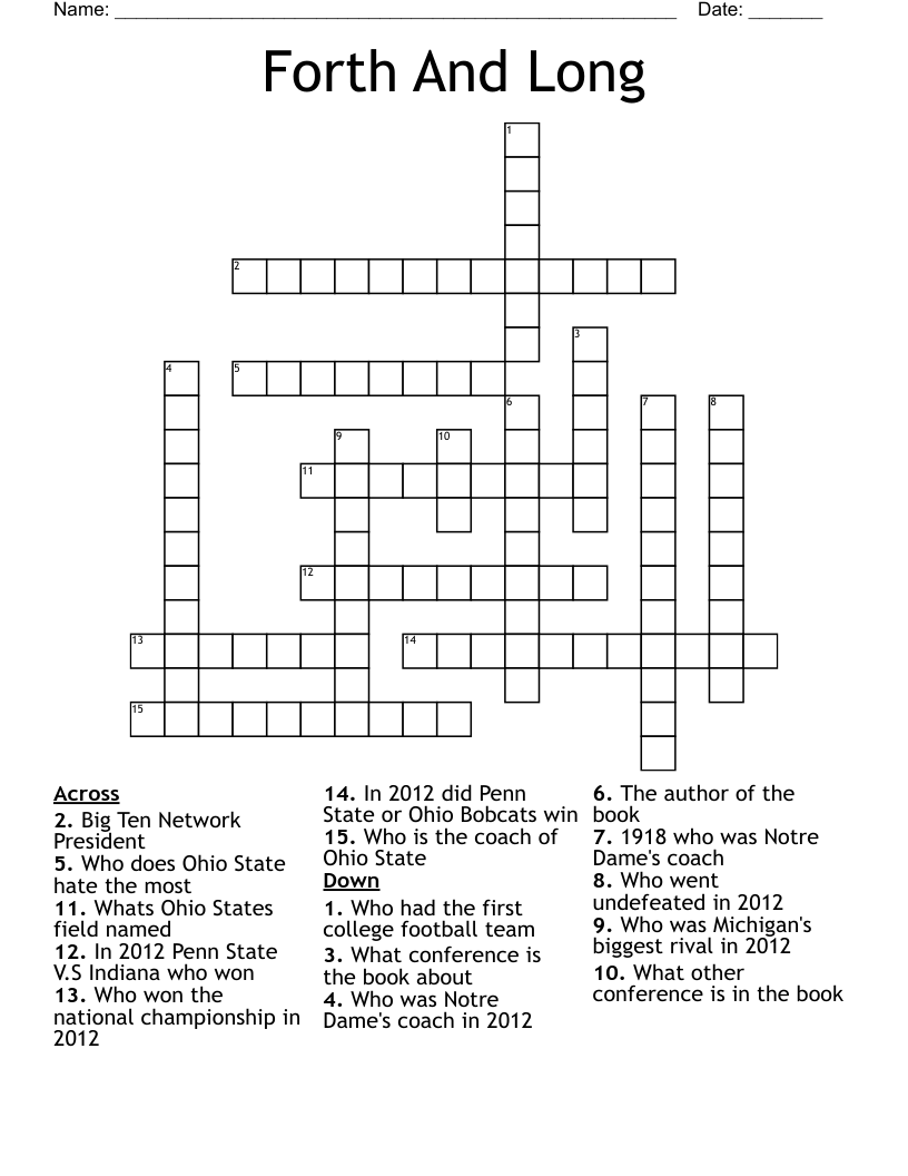 Forth And Long Crossword