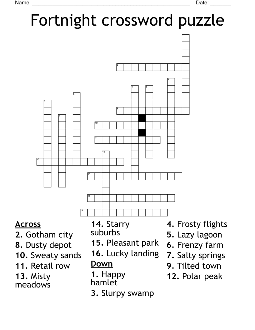 Fortnight crossword puzzle