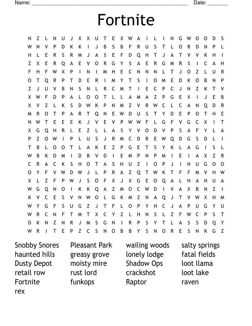 Fortnite Word Search