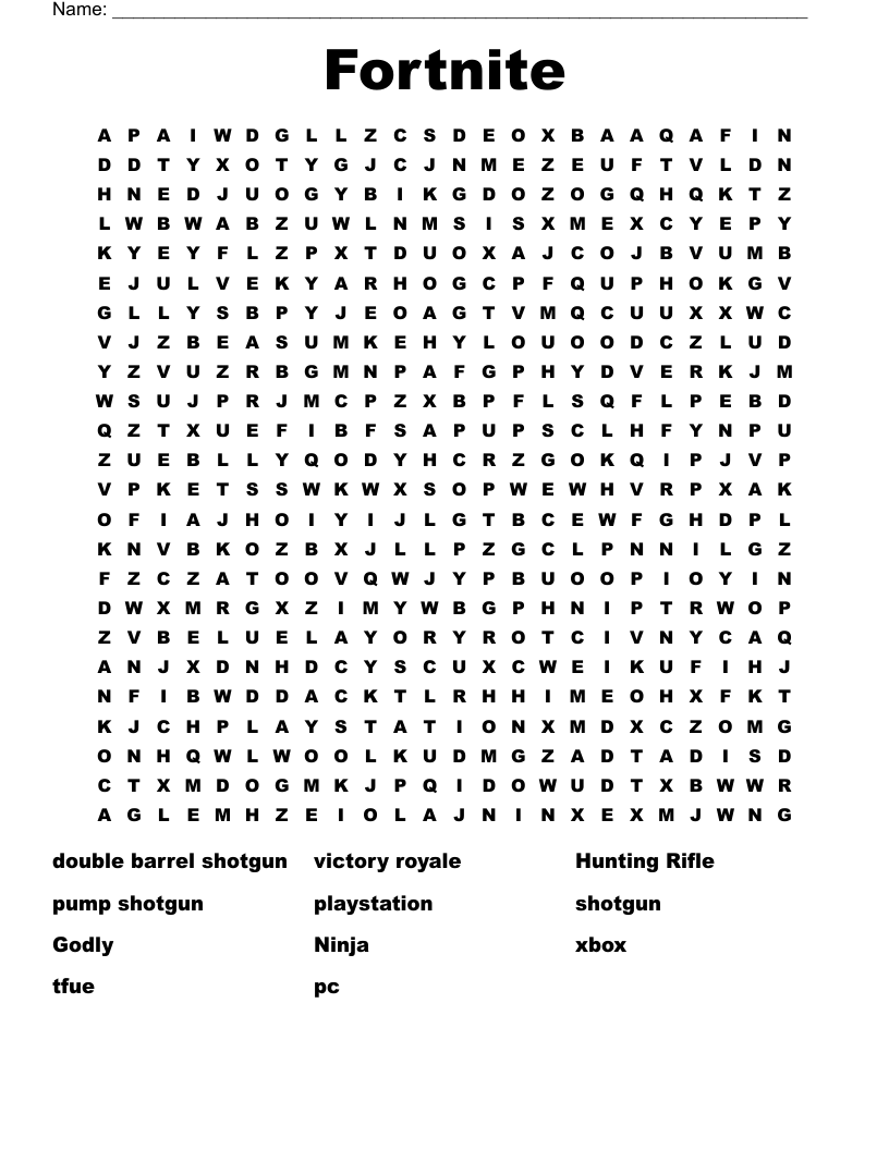 Fortnite Word Search