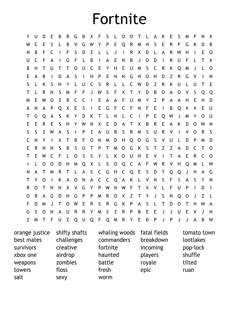 Fortnite Word Search