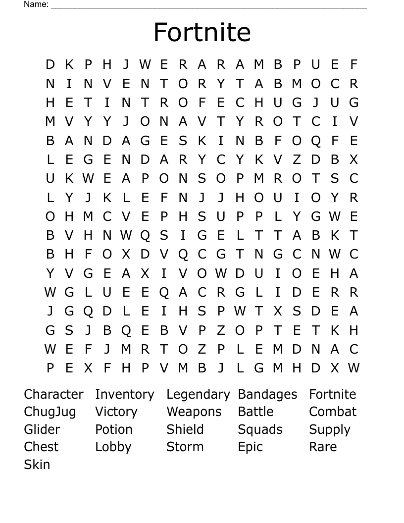 Fortnite Word Search