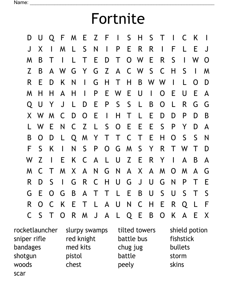 Fortnite Word Search