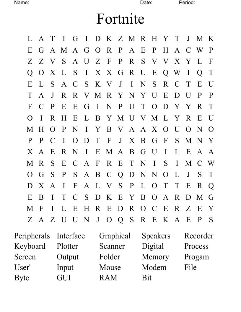 Fortnite Word Search