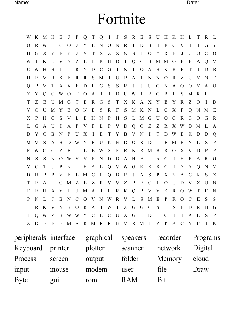 Fortnite Word Search