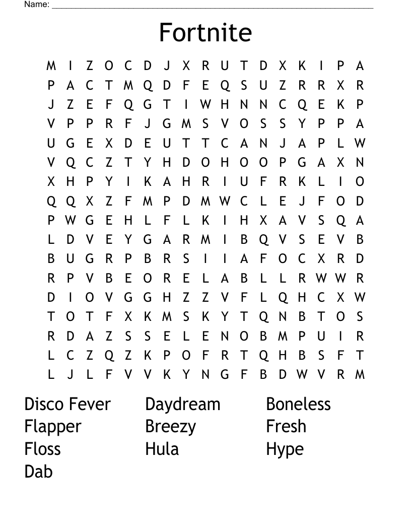 Fortnite Word Search