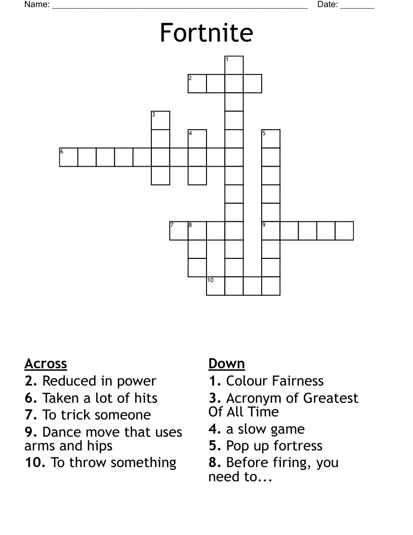 Fortnite Crossword