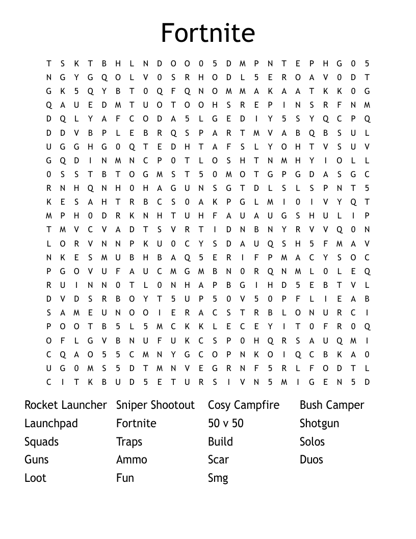 Fortnite Word Search