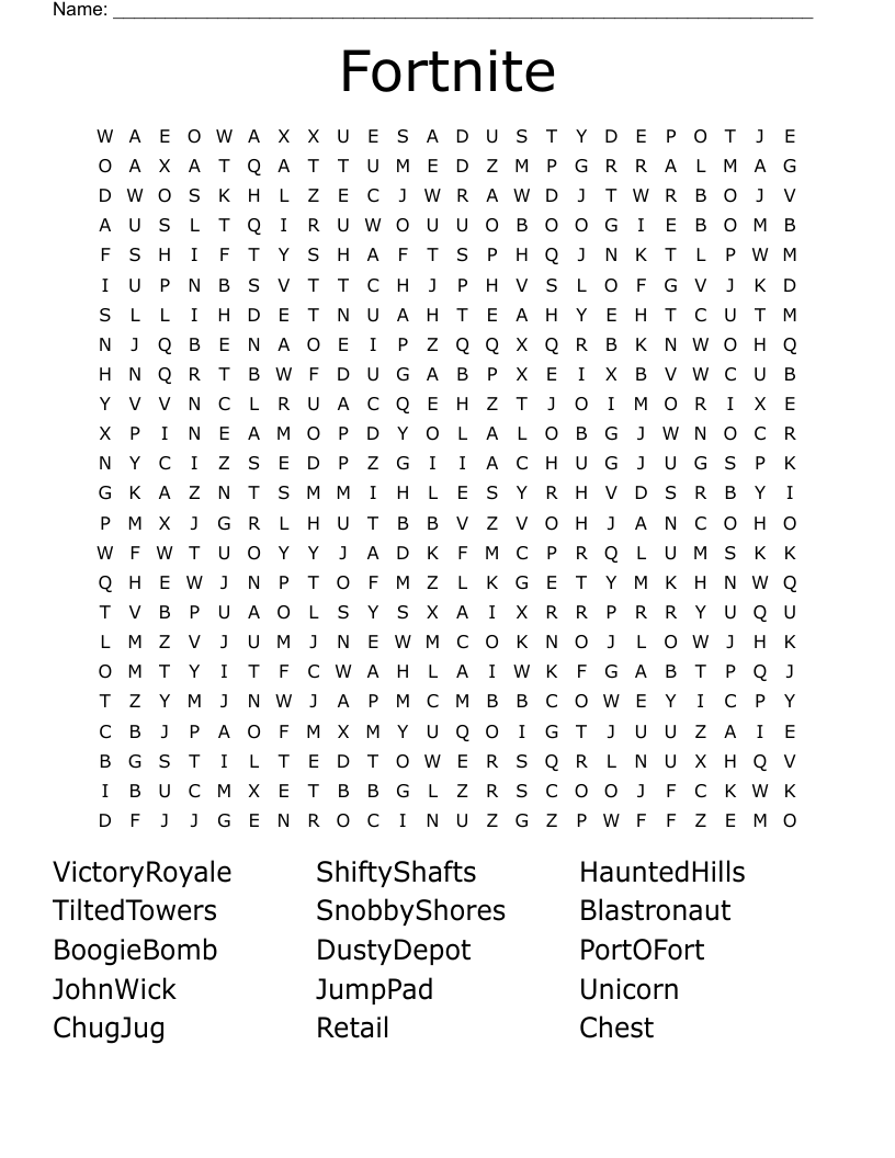 Fortnite Word Search