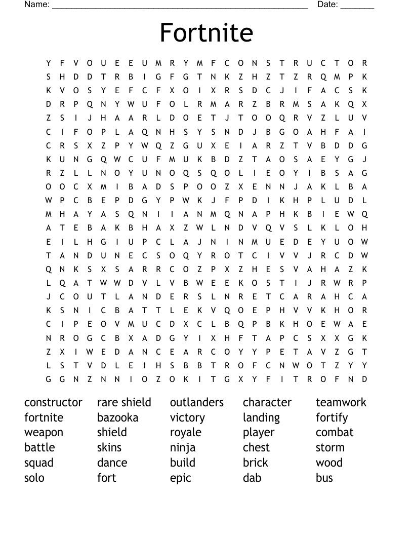 Fortnite Word Search