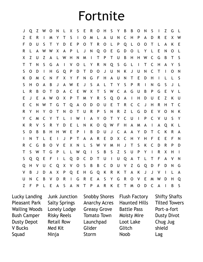 Fortnite Word Search