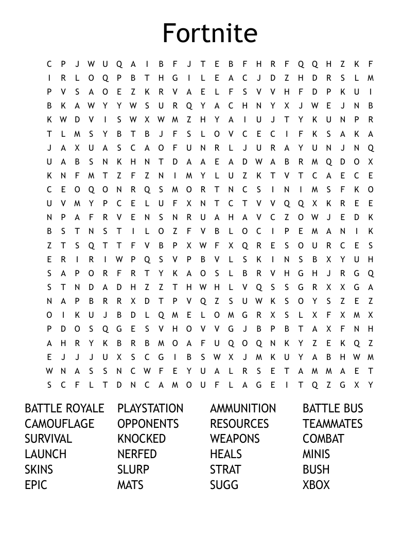 Fortnite Word Search