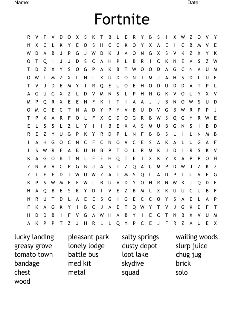 Fortnite Word Search