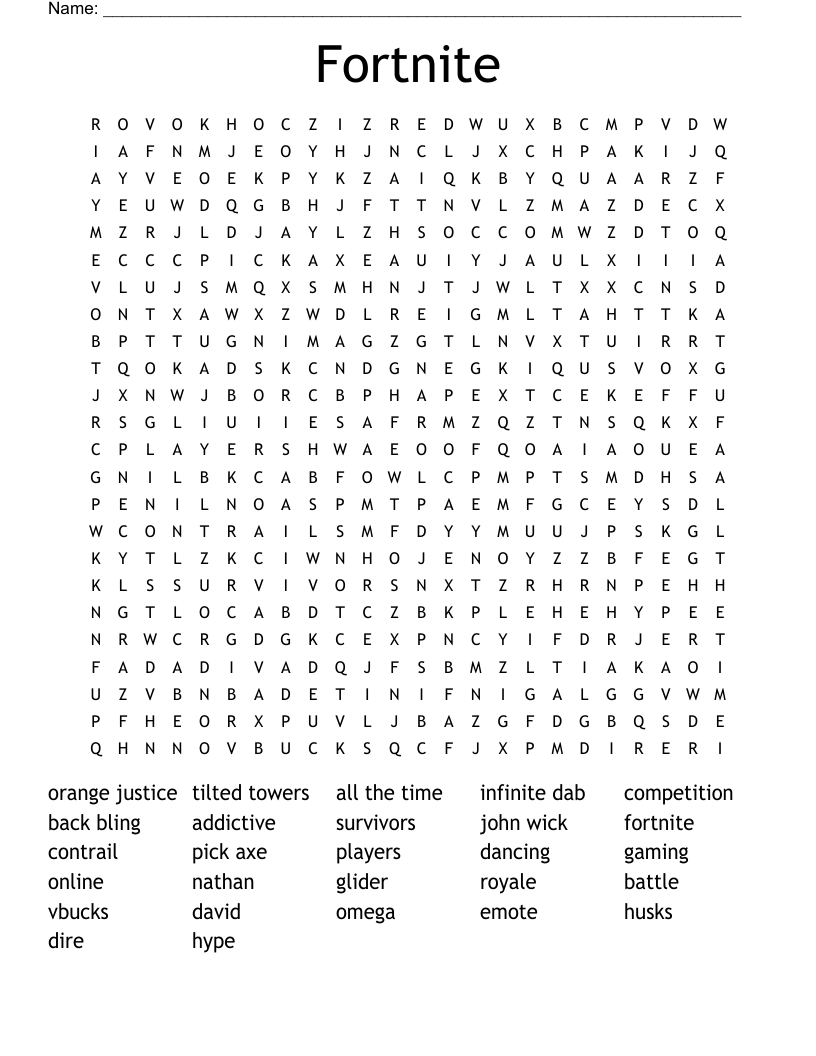 Fortnite Word Search